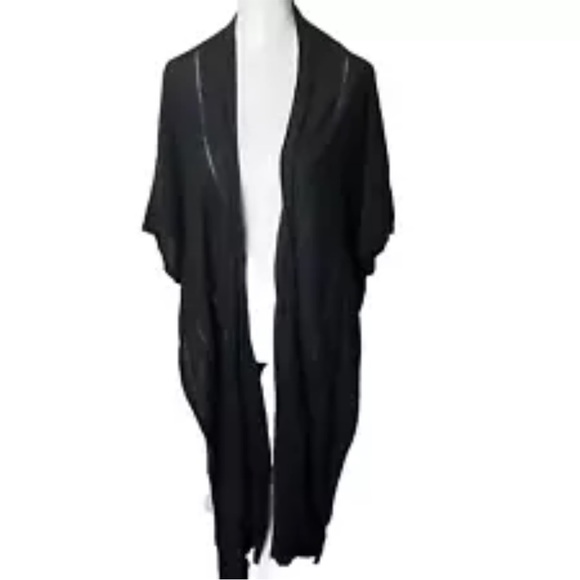 Chico's Women's Topper Wrap Fits Up to 2X Black Long Casual Dressy Semi-Sheer - Picture 1 of 7